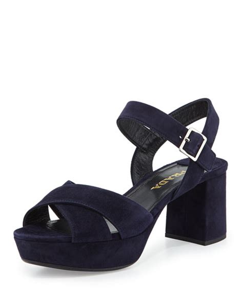 prada crisscross suede platform sandal bleu|prada ladies sandals.